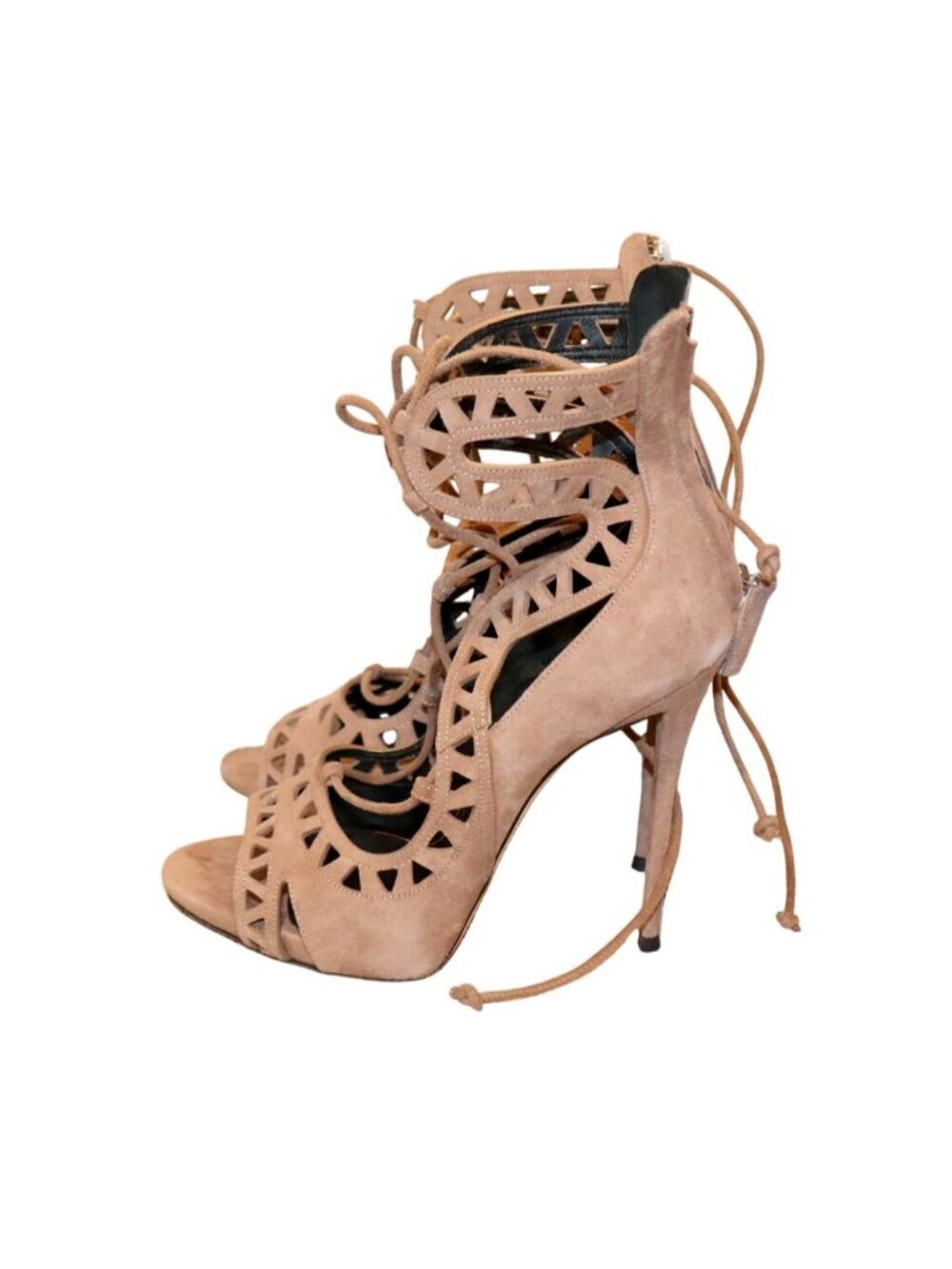 Giuseppe Zanotti coline lazer cut lace-up high-heel sandals Size 37.5 Made In It